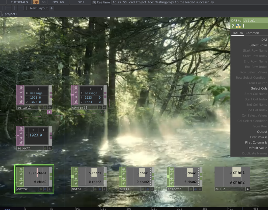 We uploaded .mp4 files to TouchDesigner to get the initial graphics down.