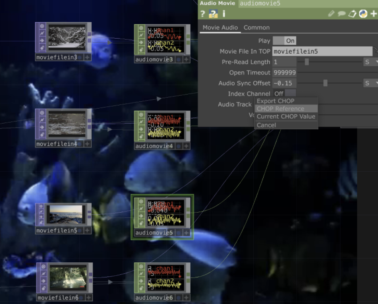 Change the volume on the audio out chop. 